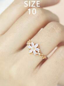 1pc S925 Sterling Silver Vintage Inspired 6-Petal Flower Cubic Zirconia Elegant Women Ring, Suitable For Daily Wear, Festivals, Parties, Jewelry Gift