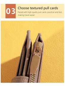 Vintage Solid Color Short Wallet Portable Bifold Coin Purse Women's Credit Card Holder Wallet Purse Wallet Mini Wallet Small Wallet - Khaki - View 11