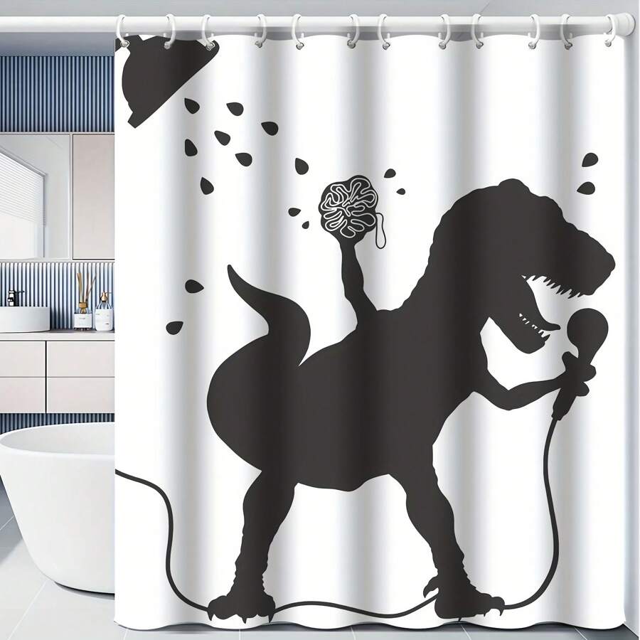 1pc Funny Dinosaur Shower Curtain, Fun Shower Curtains For Boys