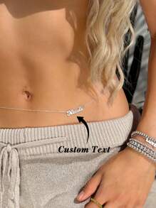 1Pc Personalized Name Waist Chain, Custom Name Belly Chain, Sexy Name Waist Chain, Summer Beach Body Jewelry Fashion Accessories, Ladies Jewelry, Best Friend Gift