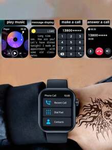 Reloj inteligente con pantalla táctil HD de 2,01", con llamadas y mensajes, conexión inalámbrica, correa de silicona, diseño cuadrado de moda, compatible con Android e iOS, batería grande de 200mAh - Rosa - Ver 7