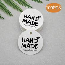 100PCS Handmade Kraft Paper Gift Tags With Letter "Handemade With Love" - For Birthday, Parties, Holidays, Wedding Decor & Crafts