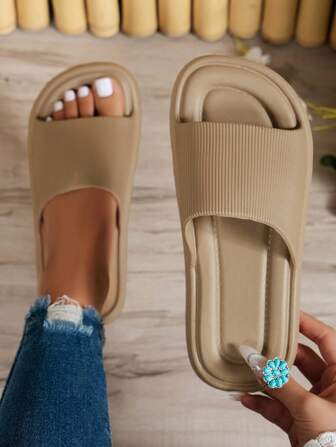 Women's Casual Anti-Slip Lightweight Comfortable Slippers, Suitable For Bathroom, Pool, Beach, Dorm, Plastic Slides