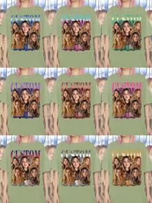 Customized Women's T-Shirt - Add Your Own Text (Anniversary/Wedding Vow/Engagement Announcement/The Day You Became A Couple) To Design Your Own Personalized Printed T-Shirt - Army Green - View 2