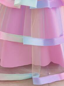 Hibobi Baby Girl Sequin Party Dress Princess Dress Pleated Tulle Skirt Bowknot Back Lace Fringe Decoration Sleeveless Dress Perfect For 1-4 Years Old Girls Birthday - 粉色 - 查看 5