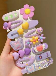 14pcs Kids Princess Cartoon Bow Hair Clips, Cute High-Quality Butterfly Hair Clips For Girls, No Card Paper Packaging