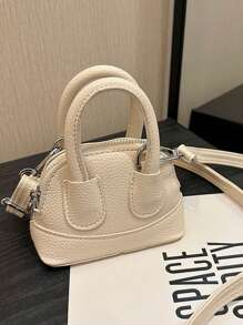 1pc Cute Girl Niche High-End Girl Bag New Candy Color Mini Cute Shell Bag Can Be Cross-Body Handbag Small Bag Litchi Pattern Pu Material Fashionable Girl Bag Is Very Suitable For Taking Out To Play And Can Also Be Given As A Gift To Friends