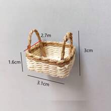 1pc Mini Geweven Mand Poppenrekwisiet, Kleine Handgemaakte Papieren Rotan Mand, Decoratieve Meubel Accessoire Pop