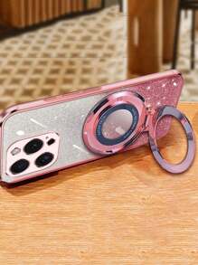 1 pieza Soporte de teléfono inalámbrico de carga magnética plegable y con adhesivo, con diseño minimalista y brillante, compatible con iPhone 11 12 13 14 15 Pro Max, S24 S23 S22 S21 Ultra, iPhone y teléfonos Android, ideal como regalo de cumpleaños para familia y amigos, incluye anillo para los dedos y accesorios para teléfono