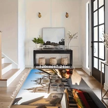 Lightweight Crystal Velvet Carpets/Mats Available In Various Size Versions, Featuring Cute Rabbit In Grass, Brown & Green Blocks, And High-Rise Castle Designs, With Warm And Vibrant Textures