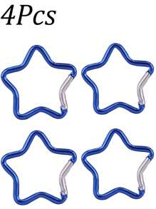 4 Peças Mosquetão de Estrela de Alumínio, Chaveiro de Gancho de Mola Criativo, Acessórios para Camping e Caminhada ao Ar Livre - Multicolorido - Visão 12