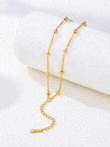 Pulsera de cadena de cuentas de acero inoxidable, diseño ajustable de doble capa dorado, accesorio de lujo personalizado adecuado para eventos formales, fiestas y uso diario, una elección elegante para mujeres