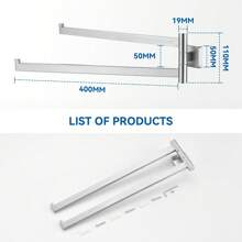 Towel Holder, Double Swivel Towel Rail, Bath Towel Holder, 40 Cm Stainless Steel Double Towel Holder, Bathroom Towel Stand Black