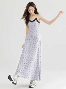 Đầm ôm body có đệm lót ren in nơ cho nữ - Xám - Xem 4