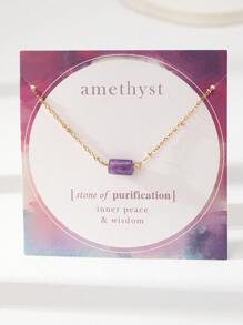 1 pieza Collar de Amatista Natural (Diferentes tonos de púrpura) - Morado - Ver 1