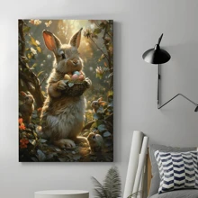 1 lienzo enmarcado para pared, bonito póster con estampado artístico divertido de conejo de Pascua, regalo ideal para dormitorio, sala de estar, pasillo, dormitorio, decoración de pared