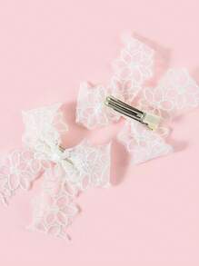 2pcs/Set Cute Bowknot Kids Hair Clips - White - View 2