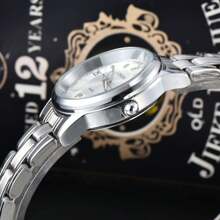 1 szt. Damska srebrna koperta, biała tarcza, pasek ze stali nierdzewnej, wielofunkcyjny zegarek kwarcowy odpowiedni do codziennego noszenia, styl biznesowy wysokiej klasy 83345