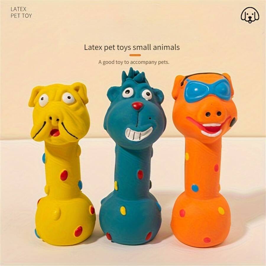 Cute Animal Design Dog Chew Toys, Durable Squeaky Dog Teething Toys, Creative, Chew-Resistant, Material - Multicolor - View 1