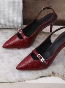 Red Patent Leather High Heel Sandals, 2025 Summer New European & American Elegant Lady Square Toe Stiletto Heels For Women