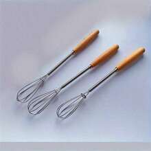 1pc/3pcs/6pcs, Whisk With Solid Wood Handle, Kitchen Mini Stainless Steel Egg Beater, Milk Whipper Wire Whisk For Blending, Whisking, Beating, Or Stirring, 7.9 Inch
