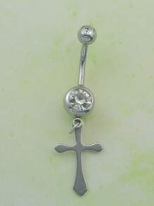1 件吊坠十字肚脐环不锈钢肚脐穿刺身体首饰