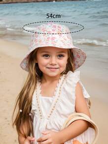 1 pieza Sombrero de sol con estampado de dibujos animados para niñas/niños mayores, sombrero tipo cubo de unicolor simple y ligero con circunferencia ajustable y cordón para el viento, adecuado para primavera y verano - 1PC - Ver 10
