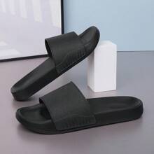 Plus Size Men's Summer Breathable Anti-Slip Durable Deodorizing Thick Sole Simple Fashion Open Toe Slide Sandals, EVA Soft Sole Anti-Slip Bathroom Beach Slippers For Indoor And Outdoor Wear