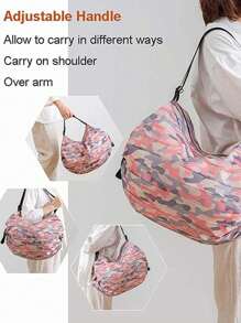 Bolsa de compras plegable y reutilizable de moda para mujeres, bolsa de tela portátil y plegable, bolsa de almacenamiento para compras de supermercado, útiles escolares y accesorios escolares