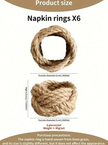 2-8 件手工编织亚麻餐巾环，带花卉设计 - 天然黄麻材料，适用于航海主题餐桌装饰，非常适合派对、婚礼、生日和用餐氛围、节日、聚会、酒店餐桌装饰 - 彩色 - 查看 6