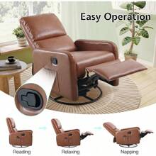 Comfy Swivel Glider Recliner Chair For Adults – Ideal Nursing, Living Room & Bedroom Armchair - 棕色 - 查看 6