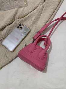 1pc Cute Girl Niche High-End Girl Bag New Candy Color Mini Cute Shell Bag Can Be Cross-Body Handbag Small Bag Litchi Pattern Pu Material Fashionable Girl Bag Is Very Suitable For Taking Out To Play And Can Also Be Given As A Gift To Friends