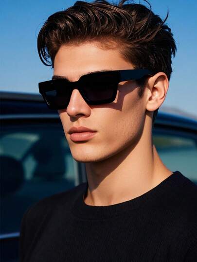 Retro Square Fashion Glasses, Plastic Classic Style For Men & Women, Suitable For Outdoor Travel Beach Holiday Casual Daily Wear, For Summer Beach Vacation,Outdoor,Travel