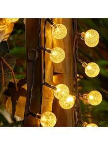 1 Rangkaian Lampu LED Tenaga Surya 20/50/100 Buah, Bohlam Gelembung Plastik, 8 Mode Pencahayaan, Kontrol Tombol, Tema Luar Angkasa, Cocok untuk Taman, Berkemah, Pesta, Hari Kemerdekaan, Natal, Pernikahan, Ulang Tahun, Dekorasi Halaman - Baterai Ni-MH Isi Ulang Tenaga Surya, Lampu Gantung Tenaga Surya - cahaya putih hangat - View 7