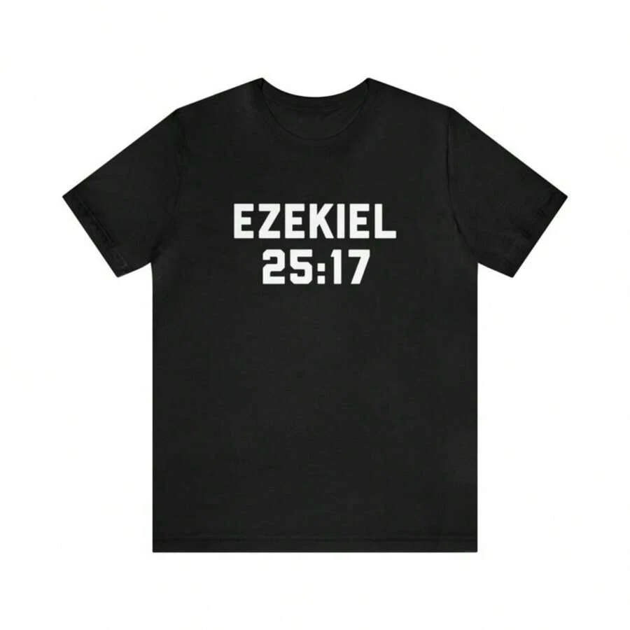 Ezekiel 2517 T-Shirt, The Bible, Passage, 90s Movie Quote, Samuel L Jackson, Movie Gift, '90s, 90s Gift, 90s Movie Nostalgia, Movie Line - Black - View 1