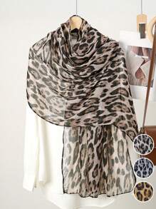 FADZOYLE 1pc Color Leopard Printed Pattern Scarfs For Women Cape Hijab Bandana Head Wrap Beach Cover Up All Season Winter Fall Sarong Fashion Scarves Long Satin Silky Feeling Large Kerchief Designer New Elegant Lightweight Collection Gift Wedding Bride Bridesmaid Shawl Gifts Accessories