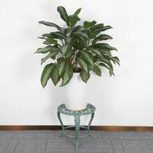 Soporte de hierro fundido resistente para plantas, de estilo vintage con aspecto de hierro forjado, soporte decorativo redondo para macetas, portalámpara de metal para plantas, para uso interior y exterior, para plantas grandes, color verde - Hierro fundido verde - Ver 5