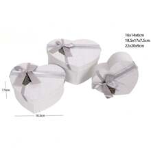 3PCS Love Grid Set New Heaven And Earth Cover Gift Box Wedding Bridesmaid Gift Box Empty Box Birthday Gift Gift Box Packaging Box Storage Box - Grey - View 1