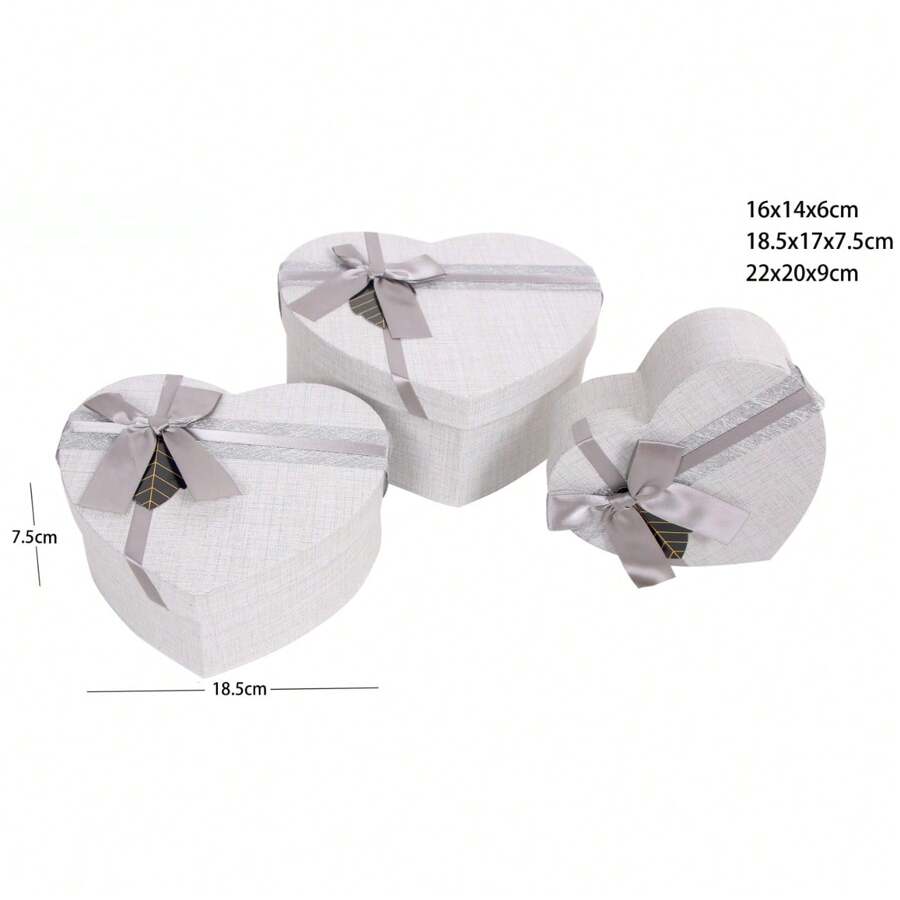 3PCS Love Grid Set New Heaven And Earth Cover Gift Box Wedding Bridesmaid Gift Box Empty Box Birthday Gift Gift Box Packaging Box Storage Box - Grey - View 1