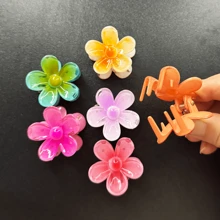 1 Stück/6 Stück blumenmusterhafte, süße und elegante Haarklammern aus buntem ABS-Kunststoff für Frauen, Candy-farbene Haraccessoires wie Haarklammern, Haarklammern, Haarklammern, Haarklemmen, Haarklammern