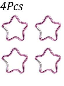 4 Peças Mosquetão de Estrela de Alumínio, Chaveiro de Gancho de Mola Criativo, Acessórios para Camping e Caminhada ao Ar Livre - Multicolorido - Visão 10
