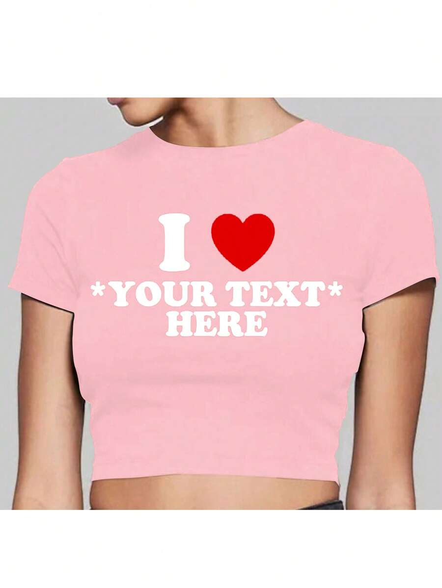 Personalized Christmas Shirts, Custom Women's T-Shirts - Add Your Own Pictures/Texts (Family Photos/Selfies/Statements/Slogans) To Design Your Own Personalized Printed T-Shirts, Thanksgiving, Mardi Gras, Christmas Personalized Small Shirts, Y2k Crop Top Shirts, Logo | Business | Wedding Gifts | Party Costumes | Birthday Gifts | Halloween Costumes | Christmas Costumes - Pink - View 1