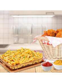 2 piezas Bandeja para hornear de freidora de aire - Color bronce, diseño de cesta antiadherente, apta para horno regular, cocción talla grande saludable - Hornea fácilmente papas fritas crujientes, tocino y talla grande, diseño de rejilla de estante alto, horno - Multicolor - Ver 7