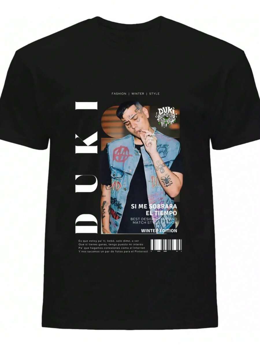 Afiche del personaje Duki Camiseta Tejido Transpirable 220g Algodón Pesado - Negro - Ver 1