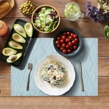 1 Stück/4 Stücke/6 Stücke hitzebeständige Platzsets, waschbare PVC gewebte Vinyl Tischsets für den Esstisch, rutschfest & fleckresistent, einfach zu reinigende Küchen-Platzsets