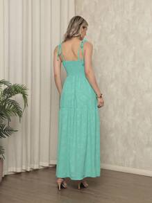 Long Dress With Straps And Loose Cups - Mint Green - View 3