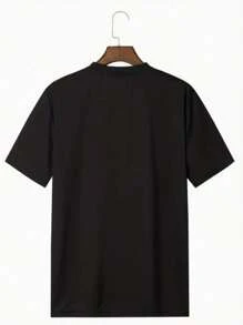 Camiseta Casual de Talla Grande para Hombre con Estampado de la Parca - Poliéster Cómodo, Cuello Redondo, Manga Corta - Perfecta para el Verano, TALLA GRANDE Tejido Transpirable 220g algodón pesado - Negro - Ver 2