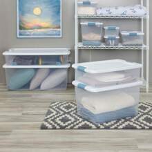 Sterilite 12-Pack Latching Box, Under Bed Storage Bins With Lids, Plastic, 15 Quart - Heavy-Duty Organizing Containers Closet, Bathroom, And Office - Gói 4 - Xem 8