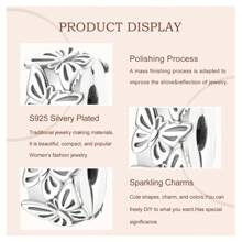 PARCOM Décoration en perles avec placage argent,série de pendentifs papillon DIY, convient comme accessoires pour bracelets et colliers, cadeau de bijoux parfait pour l'anniversaire d'amis, les fêtes