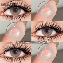 EYESHARE 1 对/2 件彩色隐形眼镜，自然棕色眼镜片，彩色化妆品绿色美瞳，年度使用灰色眼妆镜片，14.2 毫米万圣节服装角色扮演 - 年拋 - 查看 5